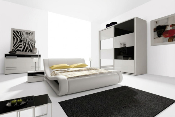 Ensemble complet de chambre à coucher design Armoire Lit Commode Table de chevet Moderne