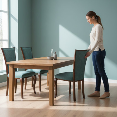 Groupe de salle à manger 4 x Chaise de salle à manger Suite Fauteuil en bois Rembourrage neuf