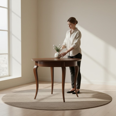 Tables rondes Salle à manger ronde Table design ronde en bois laqué 95/295cm Meubles