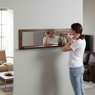 Miroir mural classique avec cadre en bois Meuble de miroirs neufs 154x45cm Miroir encadré mural
