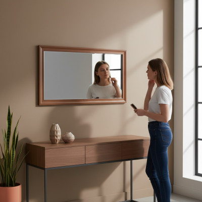 Miroir mural classique cadre en bois Miroir Meuble neuf 142 x 77cm Design en verre neuf