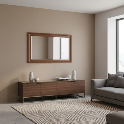 Miroir mural classique cadre en bois Meuble Miroir neuf 103x61cm Verre