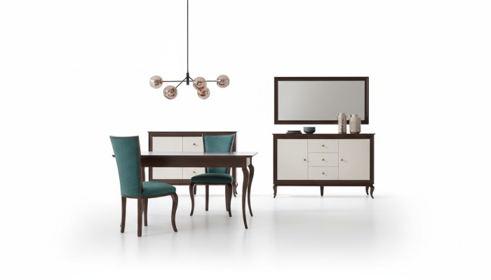 Suite ensemble complet Table à manger + 4 chaises Groupe de salle à manger en bois Table