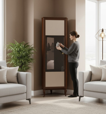 Une armoire de luxe élégante en verre, des vitrines classiques pour le salon.