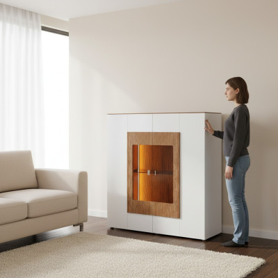 Vitrine Armoire en verre Salon vitrine 1 porte. Vitrine armoire vitrée commode