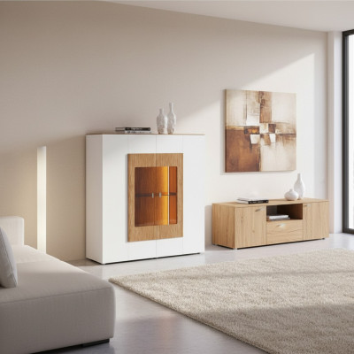 Vitrine Armoire en verre Salon vitrine 1 porte. Vitrine armoire vitrée commode