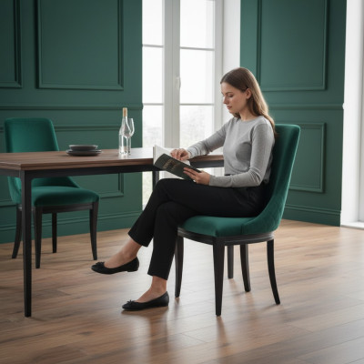 Chaise de salle à manger de luxe de designer classique Chaises Siège Moderne Fauteuil en Bois Massif