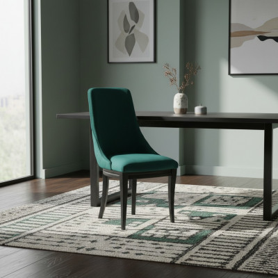 Fauteuil vert 2x de luxe Classique Salle à manger Chaise Chaises Siège Moderne Bois Massif
