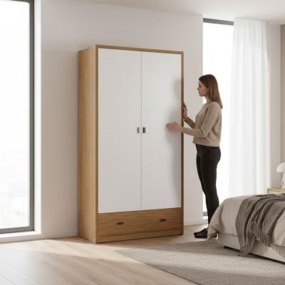 Armoire de chambre avec portes flottantes de 117 cm, armoires à vêtements avec portes coulissantes.