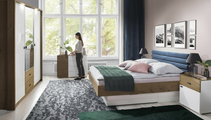 Ensemble de chambre à coucher Lit 2 tables de chevet Classique s Cadre de lit Mobilier de design 3 pièces