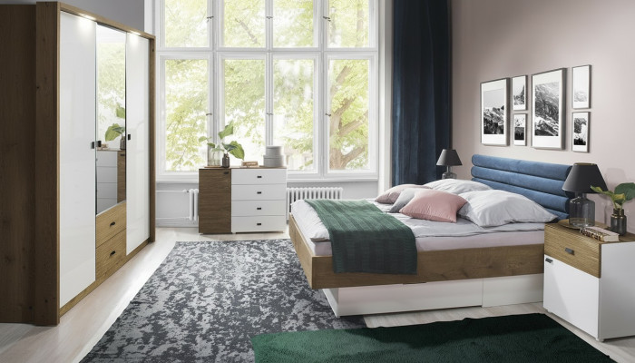 Ensemble de chambre à coucher Lit 2 tables de chevet Classique s Cadre de lit Mobilier de design 3 pièces