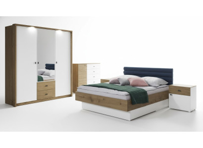 Ensemble de chambre à coucher Lit 2 tables de chevet Classique s Cadre de lit Mobilier de design 3 pièces