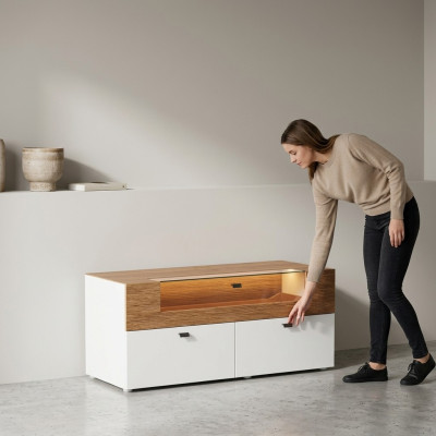 Buffet TV Meuble TV xxl Armoire Table de salon moderne en bois 125x55cm
