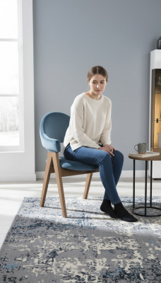 Ensemble de 4 chaises de luxe avec rembourrage de design, chaises en bois massif pour le bureau, le bureau ou la salle à manger.