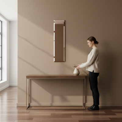 Miroir mural classique en bois avec cadre miroir Mobilier neuf 90x25cm Cadre en verre mural