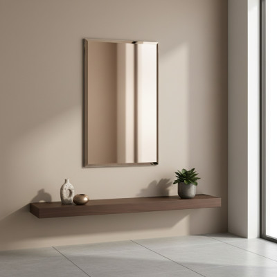Miroir mural classique avec cadre en bois Nouveau meuble miroir 90x60cm Cadre en verre mural