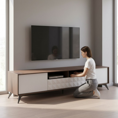 Meuble TV Buffet Meuble TV Mural Laqué Meuble TV Basse LED Cabinet de Base Cabinet TV