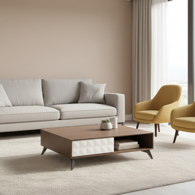 Table basse Table d'appoint Salon Design Table basse Canapé en cuir Tables en bois neuf