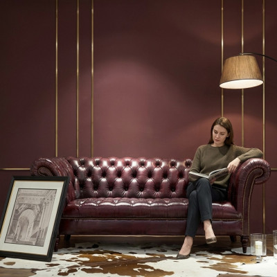 Canapé Chesterfield Trois Places Siège Canapé Rembourrage Marron Élégant Sofa