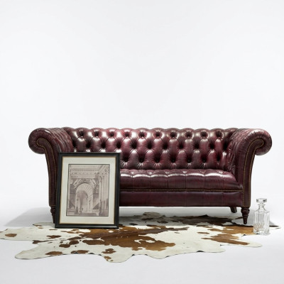 Canapé Chesterfield Trois Places Siège Canapé Rembourrage Marron Élégant Sofa