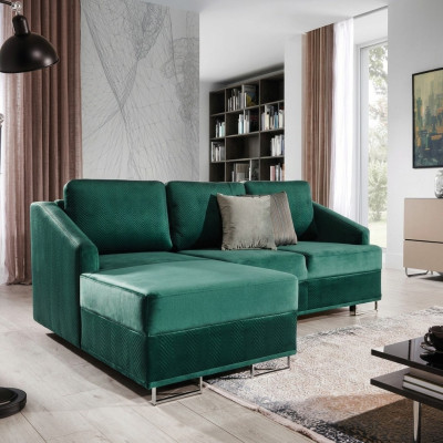 Canapé d'angle de luxe - Canapé vert émeraude d'angle avec fonction lit nouveau