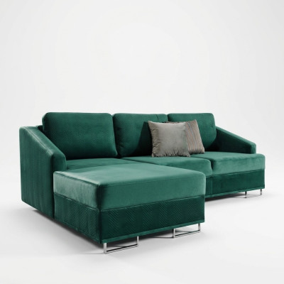 Canapé d'angle de luxe - Canapé vert émeraude d'angle avec fonction lit nouveau