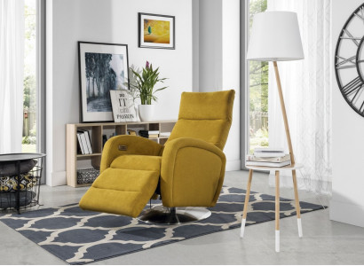 Fauteuil Lounge Chaise Design Canapé Rembourré 1 Place Détente Pivotant TV Tissu