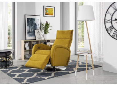Fauteuil Lounge Chaise Design Canapé Rembourré 1 Place Détente Pivotant TV Tissu