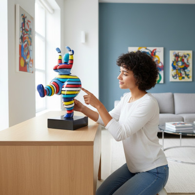 Art abstrait de designer 50 cm statue figurine sculpture peintes colorées statues neuves