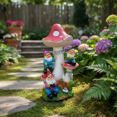 Sculpture Champignon Maison Statue Jardin Figurines 51cm Statues Sculptures Figur Neuf M37