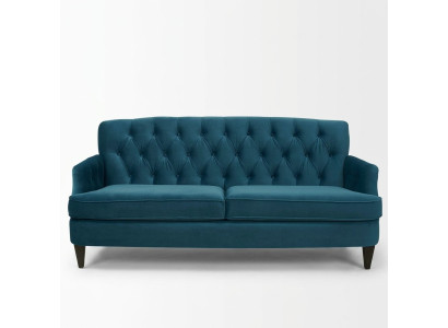 Canapé de salon de luxe design bleu royal turquoise trois places.