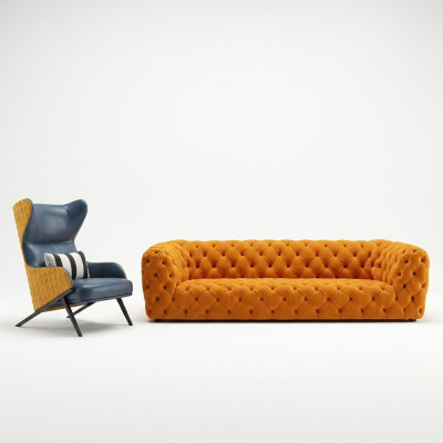 Canapé de luxe supplémentaire - Canapé Chesterfield Big XXL - Revêtement de siège pour quatre personnes