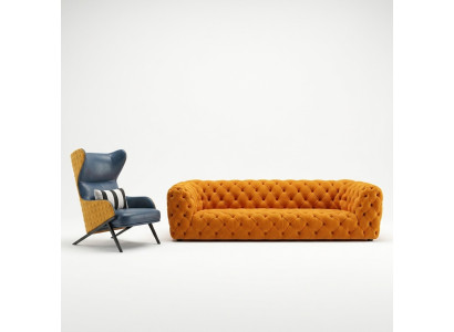 Canapé de luxe supplémentaire - Canapé Chesterfield Big XXL - Revêtement de siège pour quatre personnes