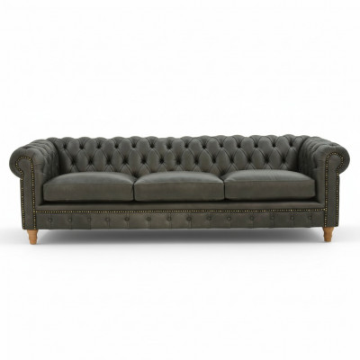 Canapé en cuir design - Chesterfield rembourrage Trois places 240cm nouveau