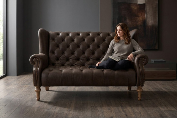 Canapé Chesterfield Sofa Double Fauteuil Oreilles Cuir Canapés 2 places rembourrés