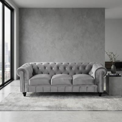 Canapé Chesterfield Sofa Tissu Rembourré Cuir Canapés Ensemble Rembourré 3 Places