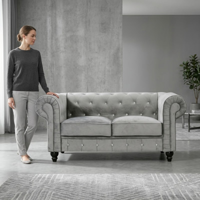 Canapé Chesterfield Sofa Tissu rembourré Canapé en cuir Éléments rembourrés 2 places