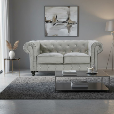 Canapé Chesterfield Sofa Tissu rembourré Canapé en cuir Éléments rembourrés 2 places
