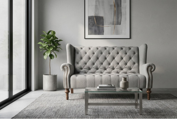 Chesterfield canapé en tissu pour canapé en cuir Canapés Ensemble rembourrage 2 places