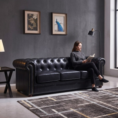 Canapé Chesterfield en tissu d'ameublement en cuir Canapé Déco Suite Rembourrage Canapés