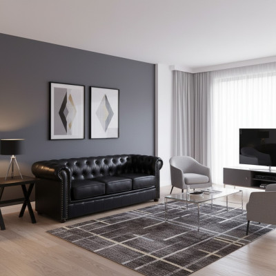 Canapé Chesterfield en tissu d'ameublement en cuir Canapé Déco Suite Rembourrage Canapés