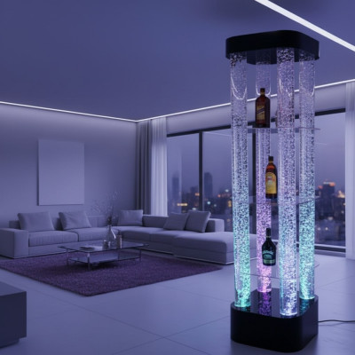 Mur d'eau à LED Étagère de bar Colonne de verre Colonne d'eau Comptoir de designer