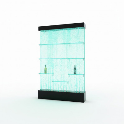 Étagère de comptoir éclairée par LED, designeur, mur d'eau, pilier de la tablette de bar