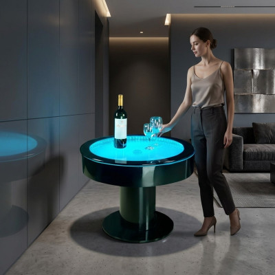 Table Ronde Bar Tables Rondes Jeu d'Eau LED Mobilier LED Illuminé