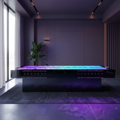 Table de bar à LED, mur d'eau, étagère de comptoir de bar, meuble de table de bar éclairée