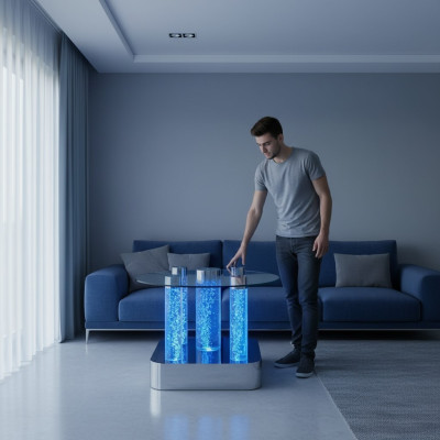 Conception de table d'eau Table basse Colonnes d'eau Colonne Tables de canapé LED