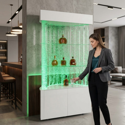 Étagère LED Barre Mur d'eau Colonne Décoration Murs d'eau Illuminés Comptoir de Bar