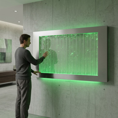 Panneau mural avec des bulles d'eau, mur d'eau LED, image d'eau designeur