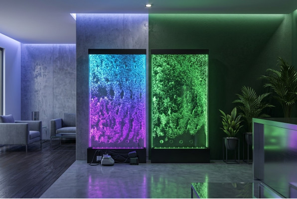 Panneau mural avec des bulles d'eau mur d'eau LED designer d'eau murale