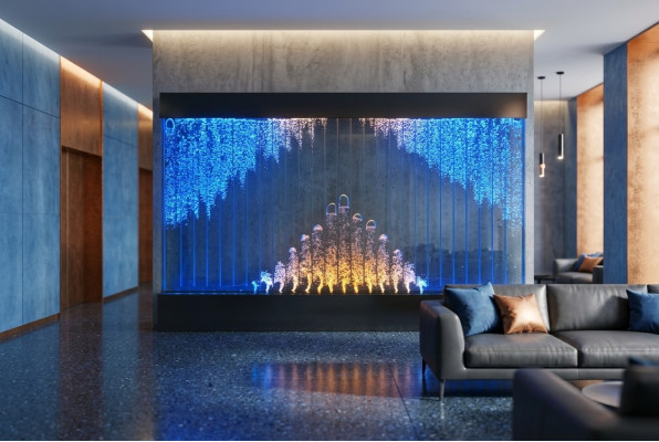 Cloisons murales d'eau modernes Partition LED Décor mural éclairé par l'eau